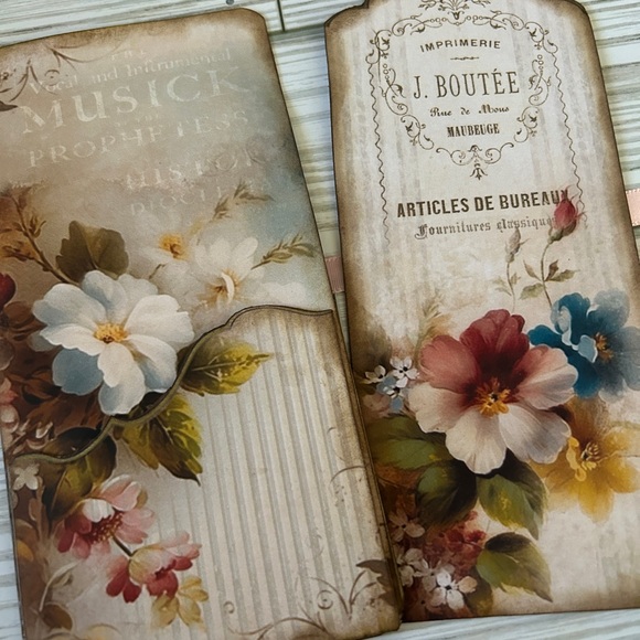 Junk Journal Cards Ephemera Pocket Cards Paris Florals scrapbooking handmade - Picture 3 of 9